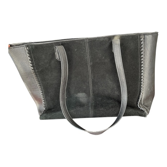 The Wishbone Collection Handbags - The Wishbone Elegant Black Leather and suede Tote Bag